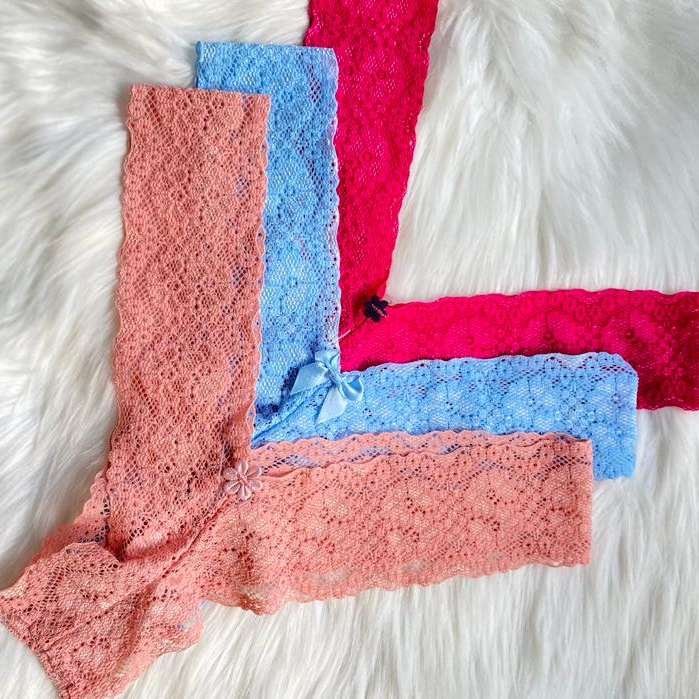 Kit 5 Calcinha Tanga Fio Dental Asa Delta Meia Caleçon Renda Colorida Lingerie Sensual Feminina