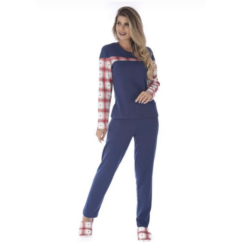 Pijama De Frio Feminino Manga Longa Adulto Confort Vel Shopee Brasil