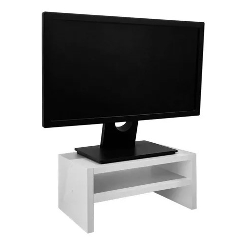 Suporte para Monitor MDF 33cm Branco Duplo Notebook Pc Gamer Escritório