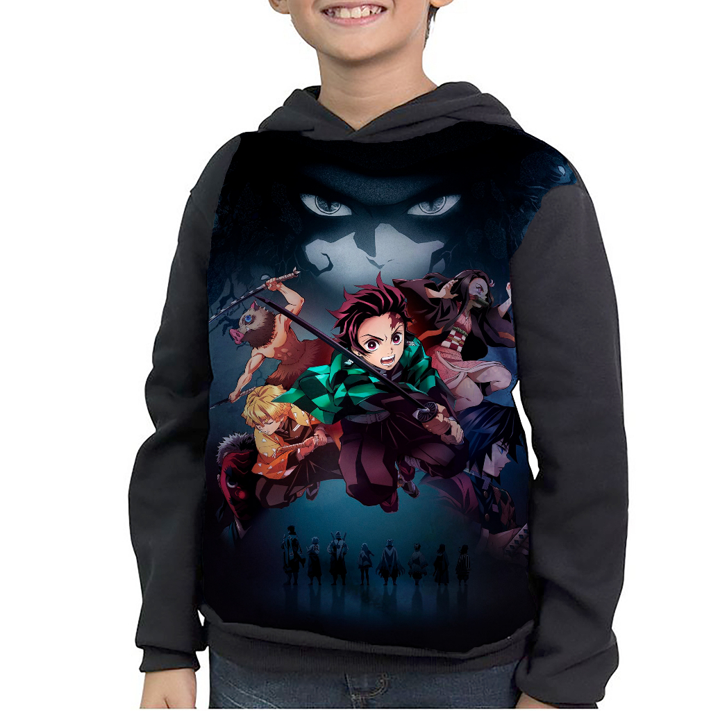 Moletom Infantil Anime Demon Slayer Blusa De Frio Personagens Kimetsu