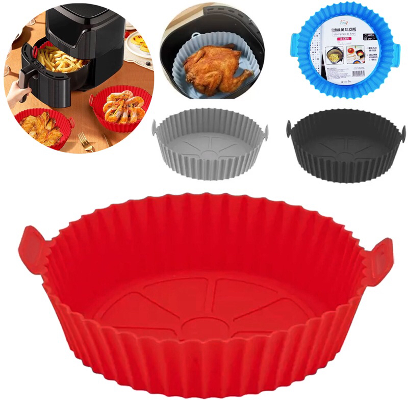 FORMA DE SILICONE REDONDA ALCA PARA AIR FRYER FRITADEIRA ELETRICA