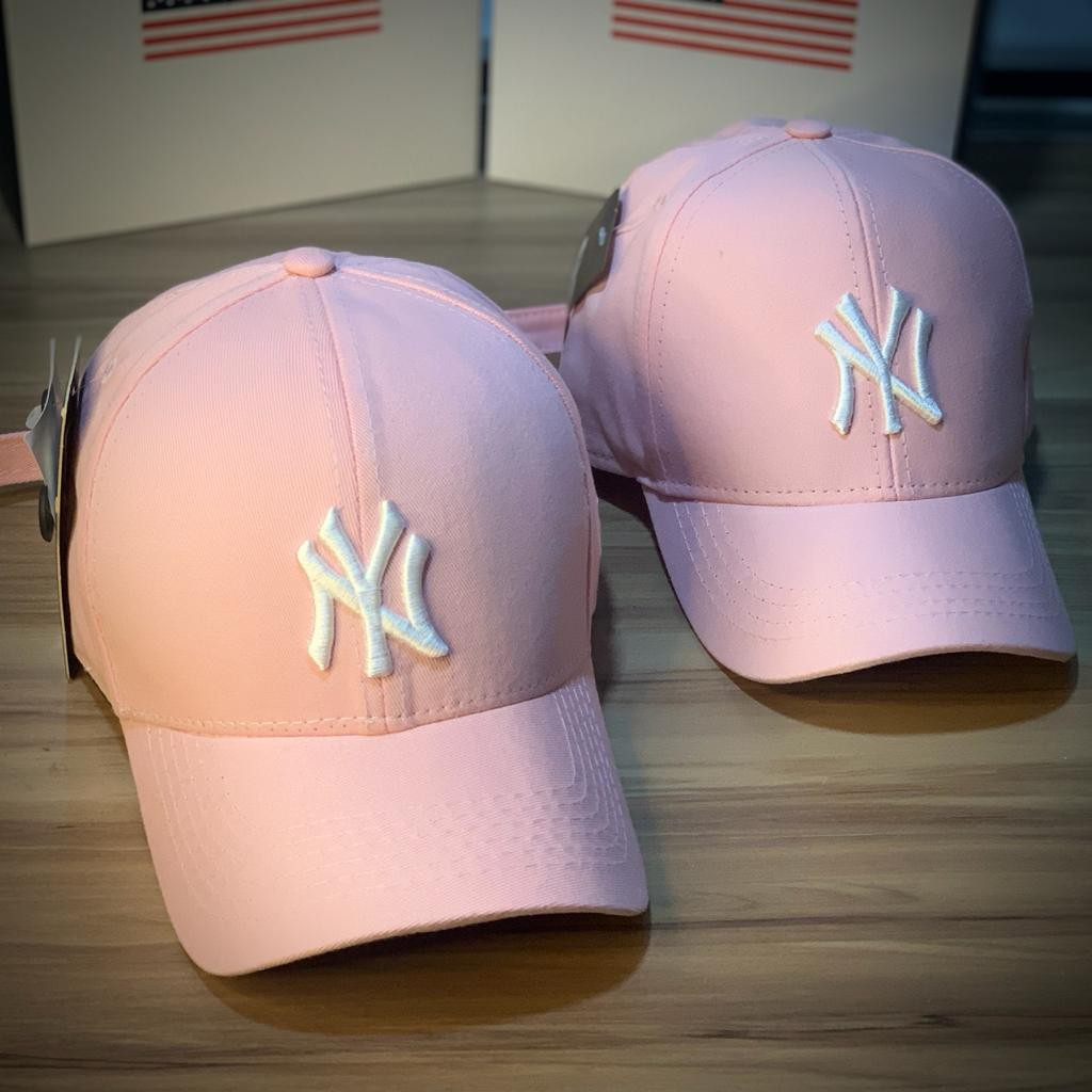 Bone NY New York Yankees Aba Curva Snapback Masculino E Feminino Rosa