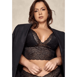 Kit 2 Conjunto Lingerie Renda Espera Marido Sensual Plus Size Cropped E