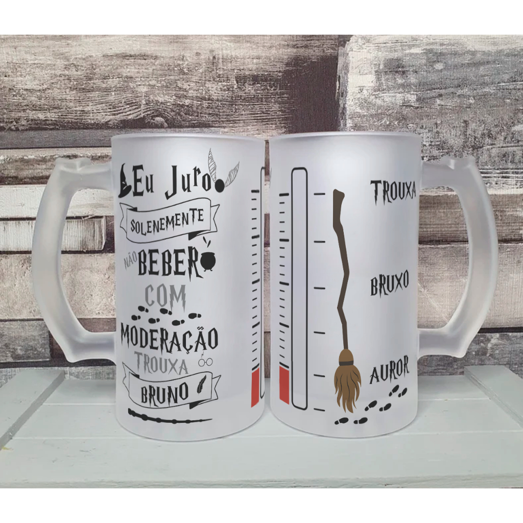 Caneca De Chopp Harry Potter 475ml C NOME Vidro Jateado Shopee Brasil