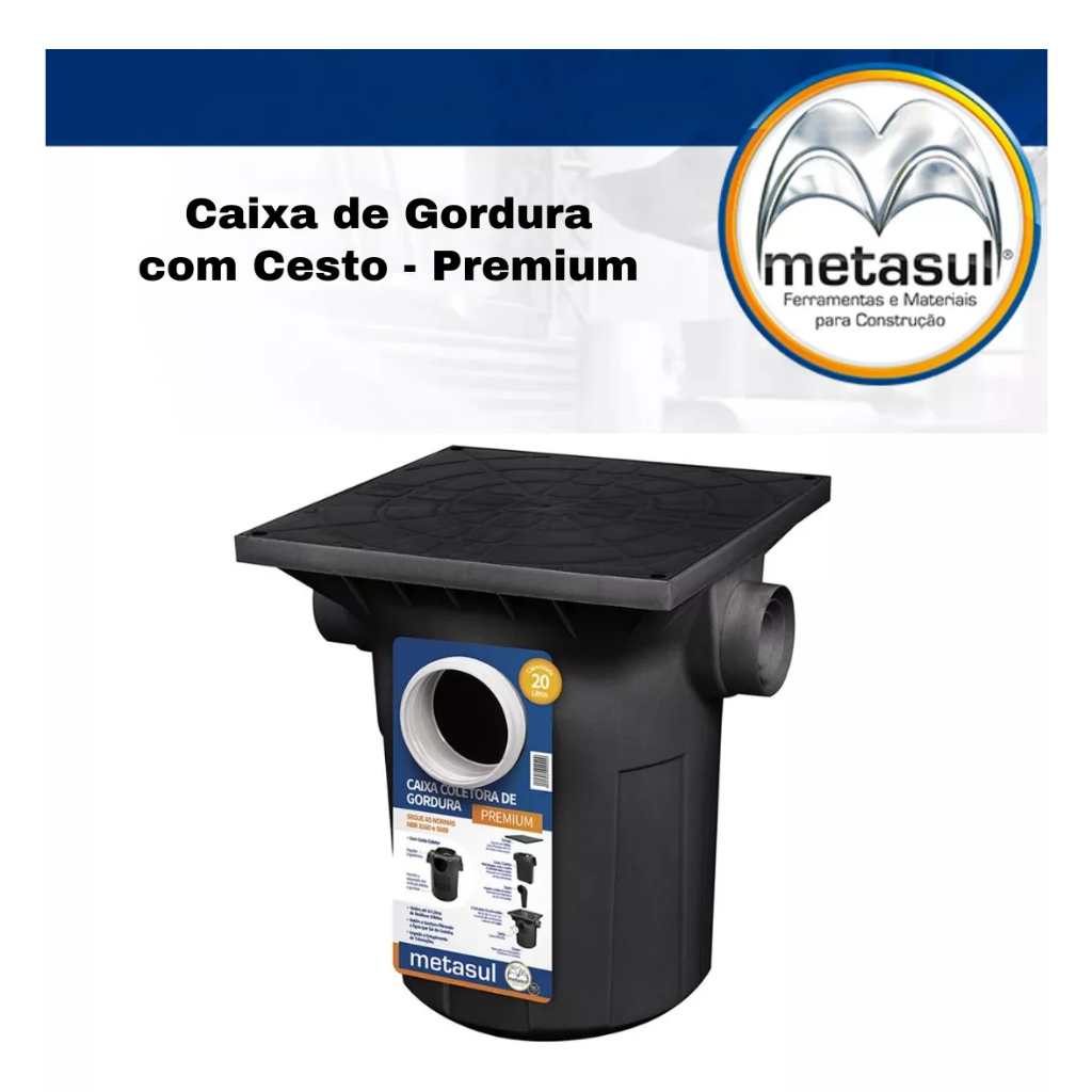 Caixa De Gordura Premium Cesto Metasul Litros Shopee Brasil