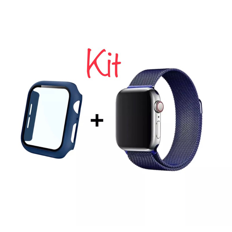 Kit Pulseira Smartwatch Metal Milanesa A O Case Capa Capinha Vidro