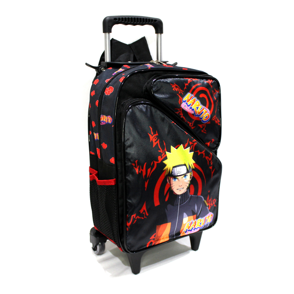 Mochila Escolar Infantil Naruto Uzumaki Desenho Rodinhas Grande