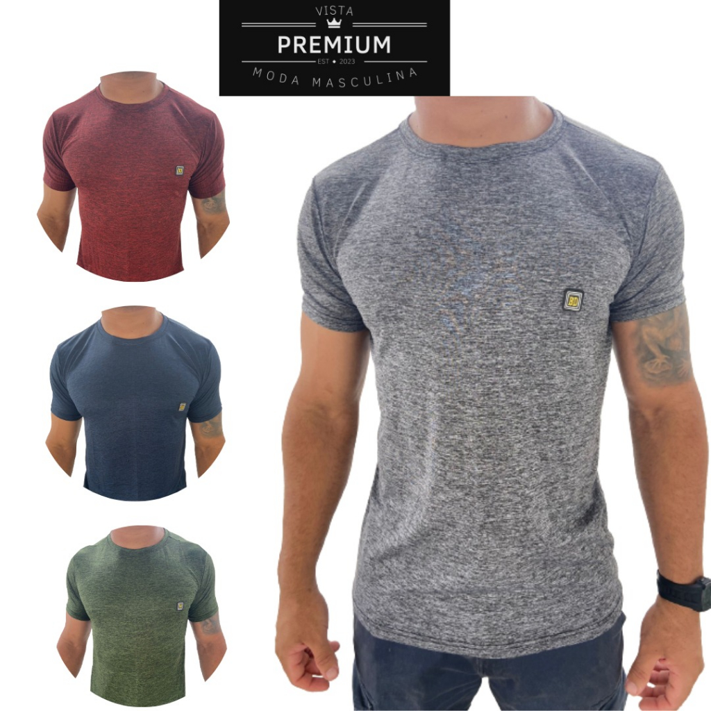 Camiseta Masculina Dry Fit Malha Fria Leve Fitness Manga Curta Academia