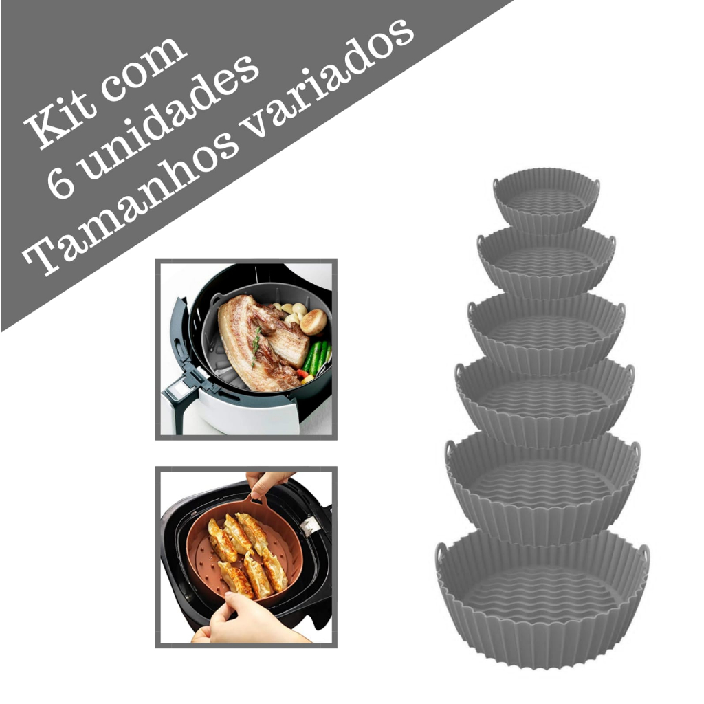 Kit 6 Cesto Forma De Silicone Airfryer Protetor Antiaderente Shopee