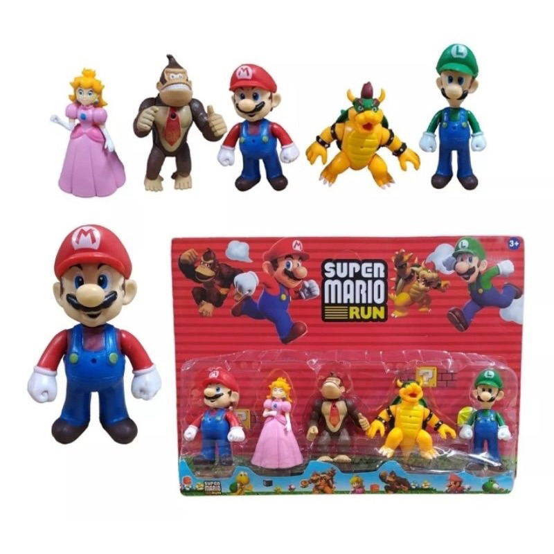 Kit Bonecos Super Mario Bros Cm Mario Princesa Donkey Kong