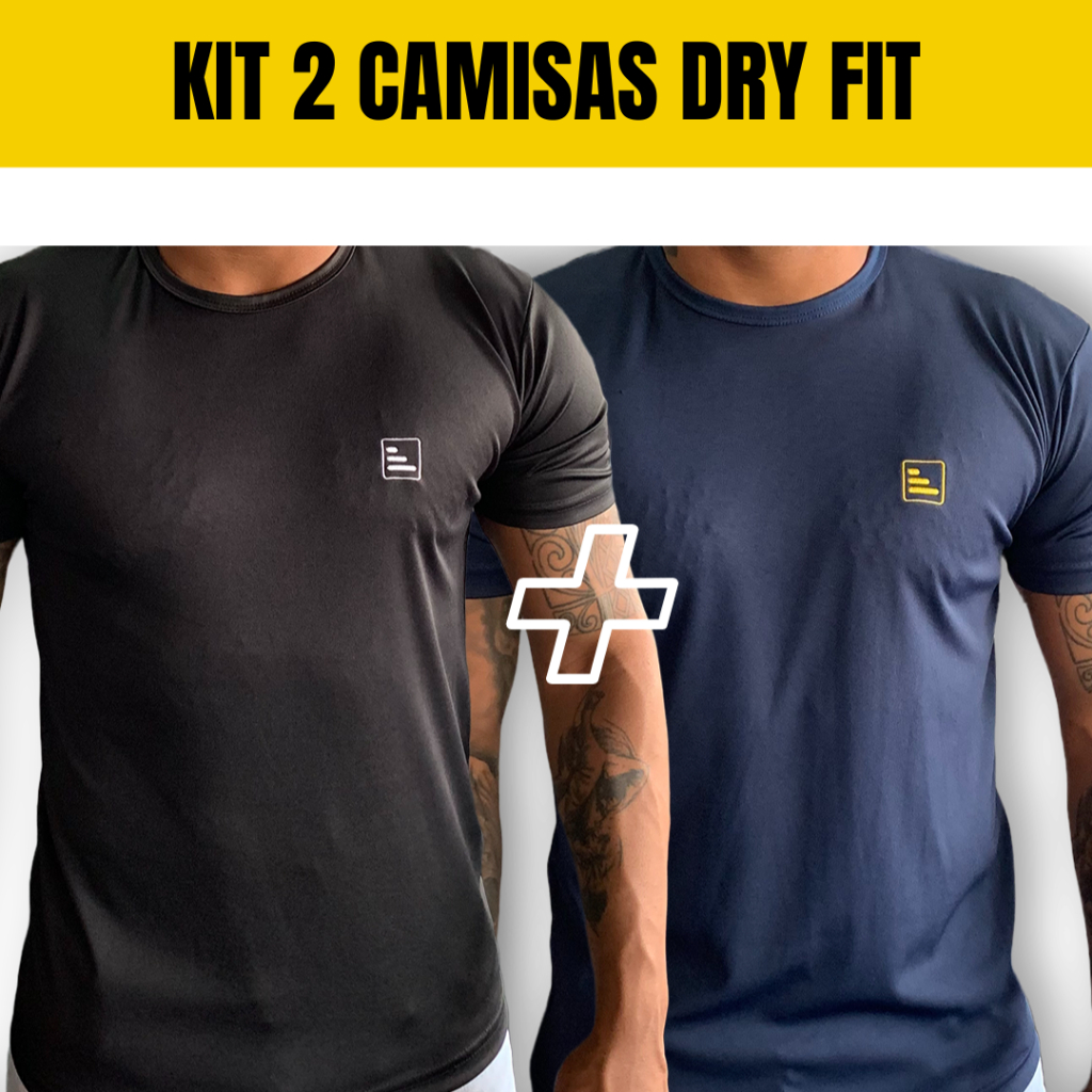 Kit 2 Duas Camisetas Manga Curta Masculina Dry Fit Academia Tecido