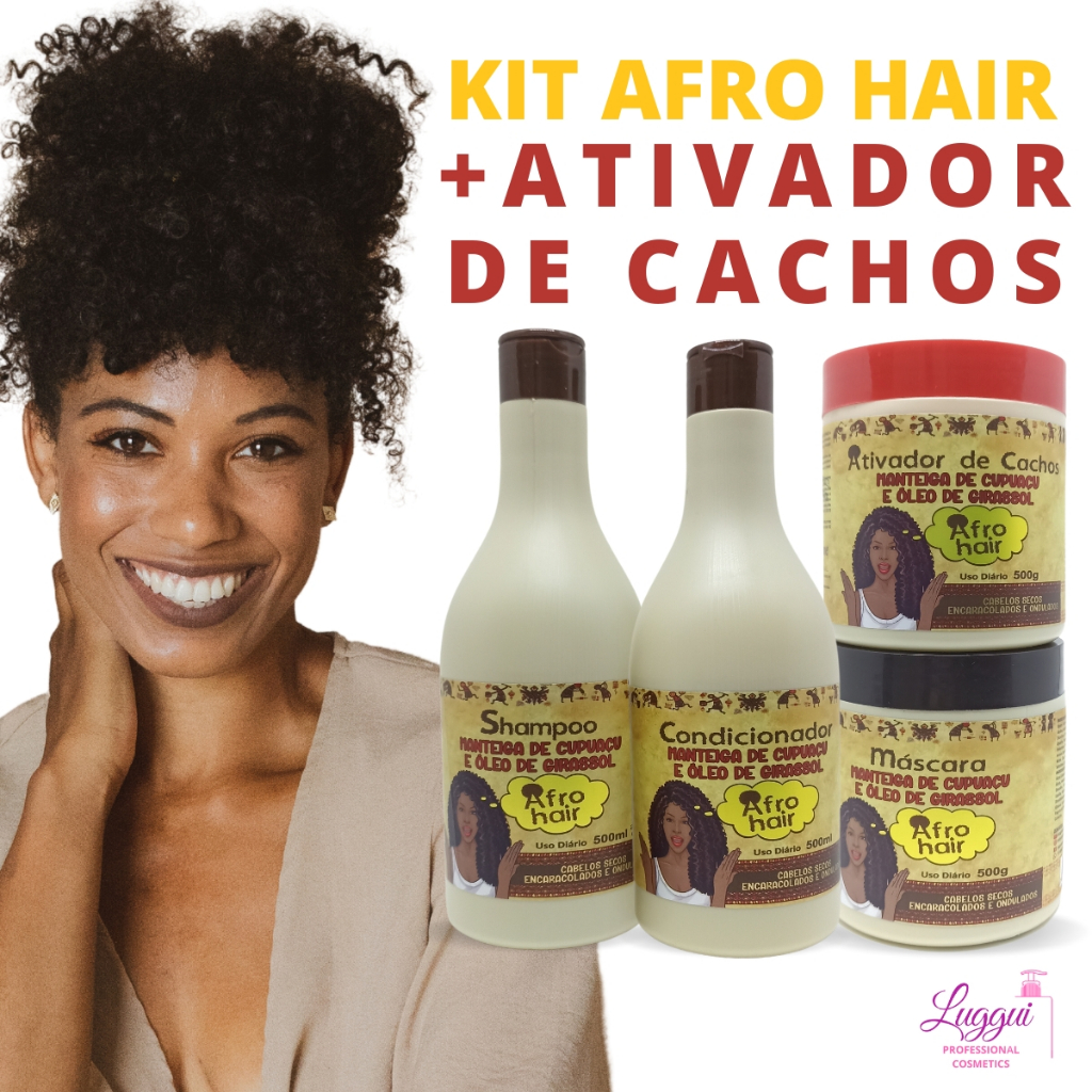 Kit Afro Hair Manteiga De Cupua U Ativador De Cachos Para Cabelos