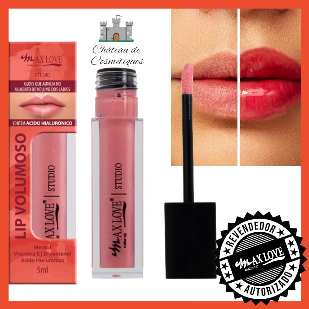 Gloss Lip Volumoso Max Love Cor Rosa Nude Glitter Suave Brilho