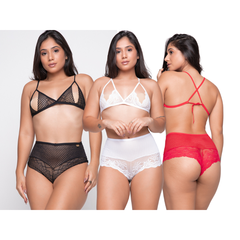 Kit Conjuntos Calcinha Sutiã Sexy Fantasia Sex Shop ref Shopee Brasil