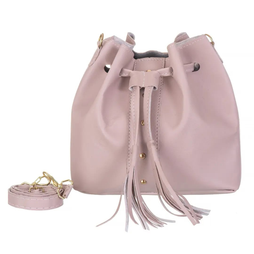 Bolsa Feminina Tipo Saco Bucket Couro Sintético Rosa Shopee Brasil