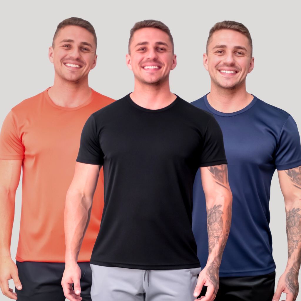 Kit 3 Camisetas Dry Fit Masculina Cross Fit Treino Academia Corrida