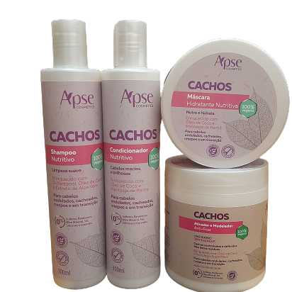 Kit Apse Cachos Shampoo Condicionador Mascara Ativador De Cachos