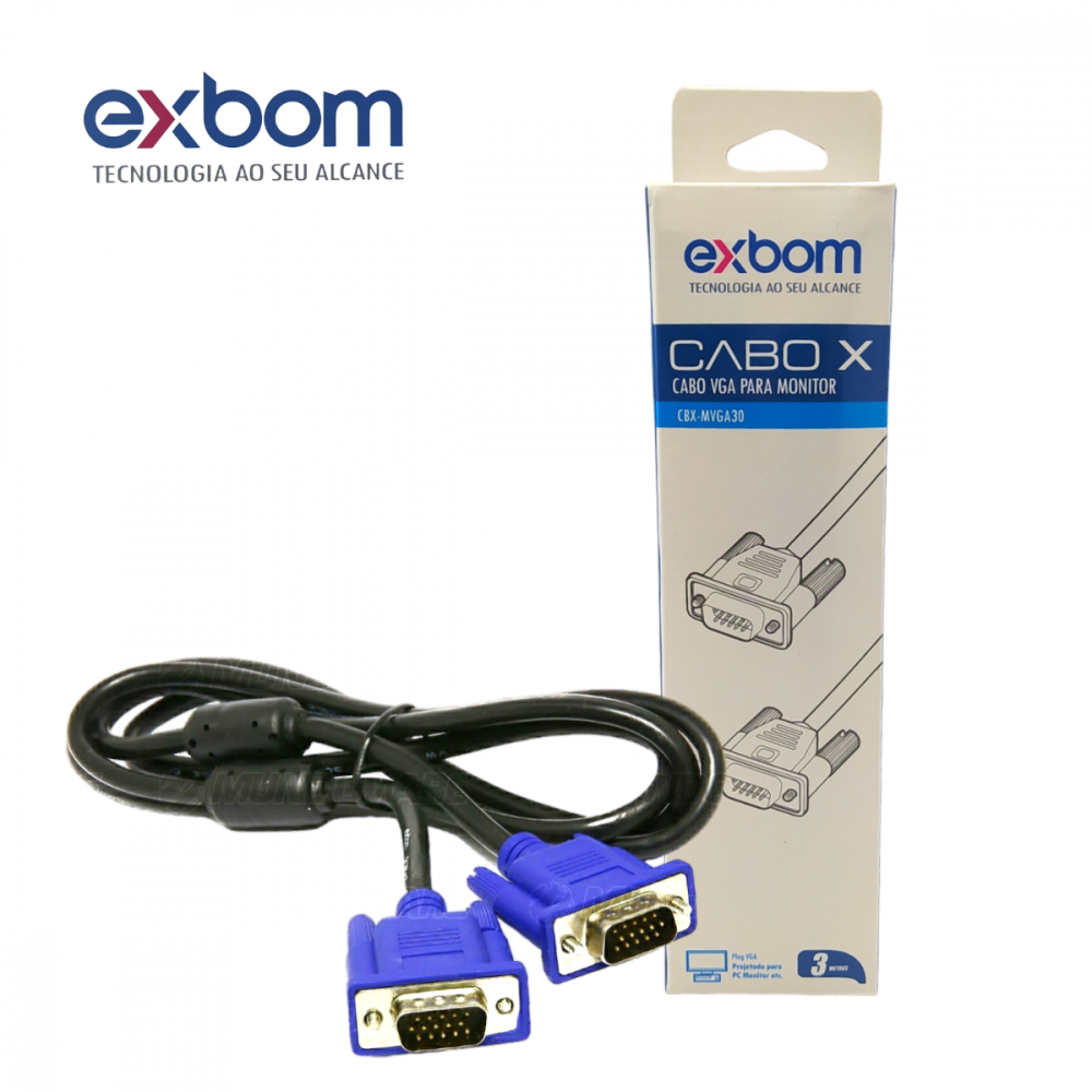 Cabo VGA Para Monitor 3M Exbom CBX MVGA30 Original Garantia