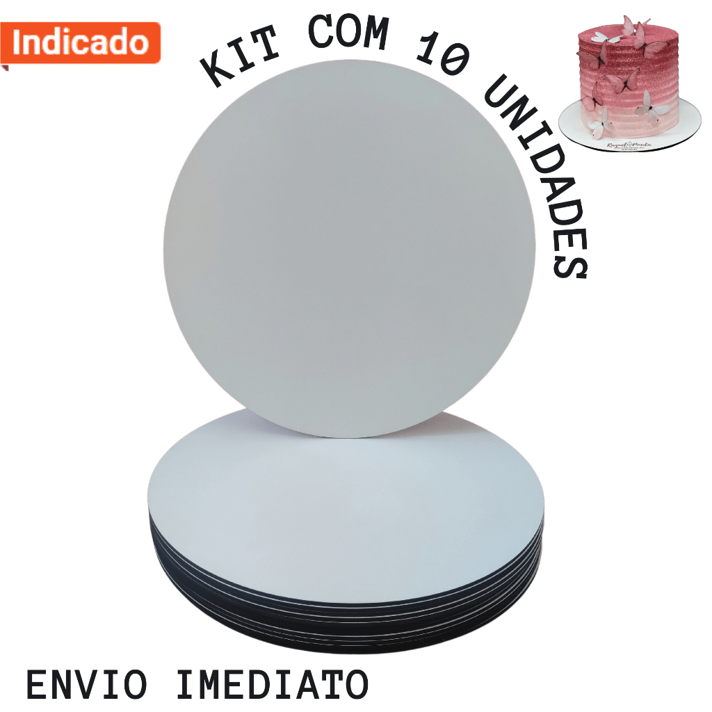 Cake Board 20cm Em Mdf Branco 3mm Para Confeitaria E Frios Borda Liso