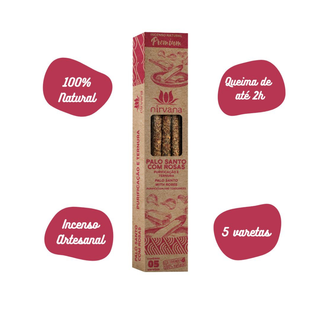 Incenso Natural Nirvana Premium Palo Santo Rosas Shopee Brasil