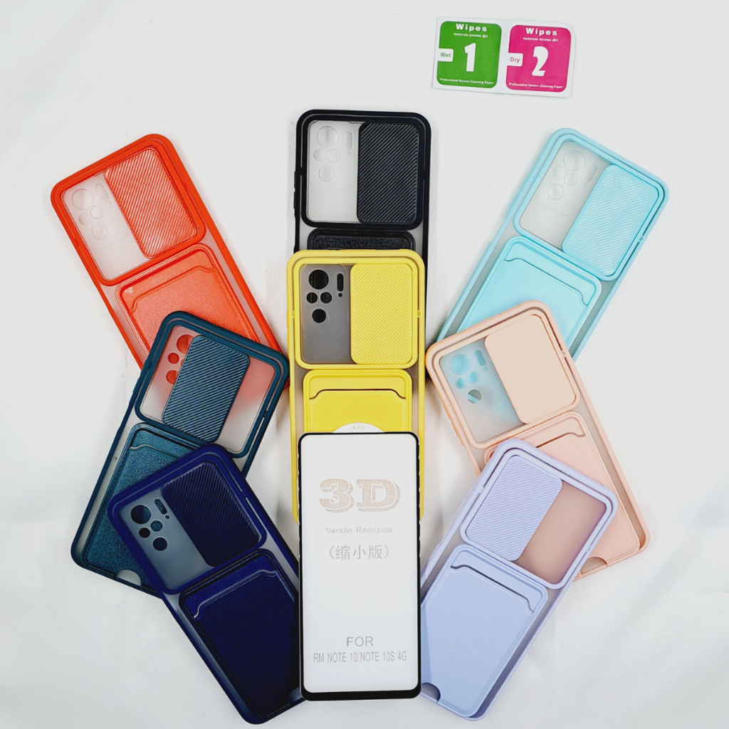 Kit Capa Xiaomi Redmi Note 10s 10 4G Slide Protege Esconde Câmera