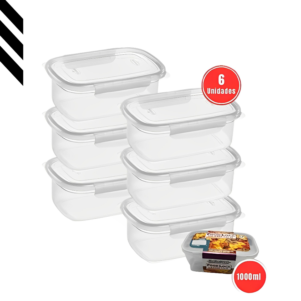 Kit Marmitas Fitness Ml Herm Tico Para Freezer E Microondas Potes