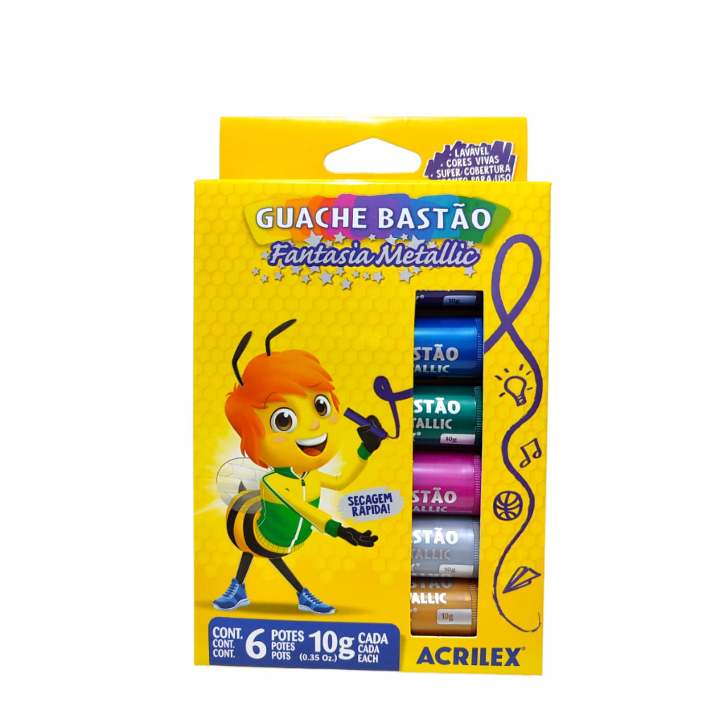 Tinta Guache Em Bast O Cores Acrilex Metallic Shopee Brasil