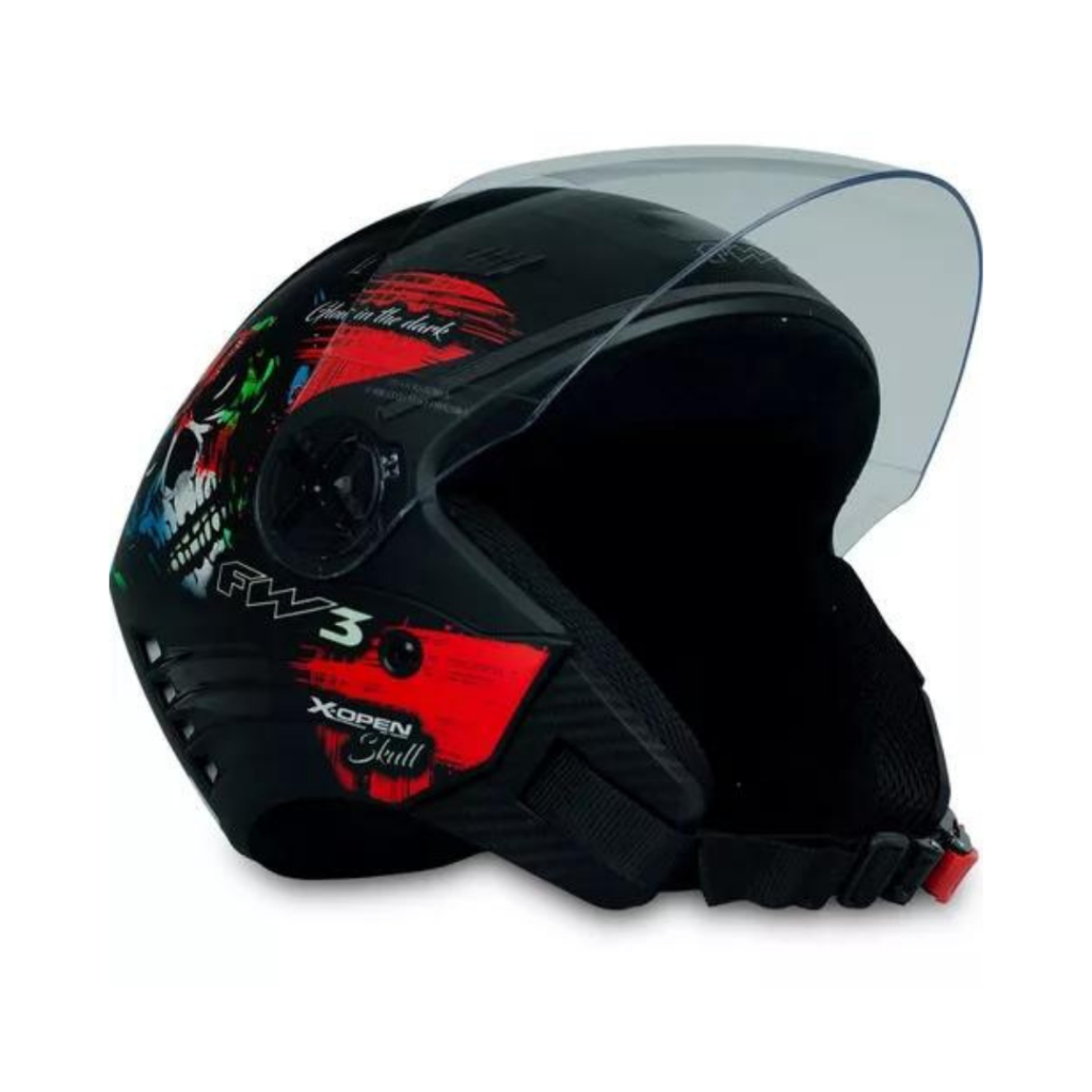 Capacete Fw3 Para Moto Aberto X Open Skull C Viseira Cristal Shopee