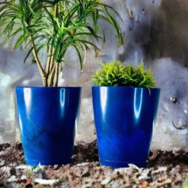 Kit Dois Vasos Para Plantas Polietileno Redondo Espelhado Paris N