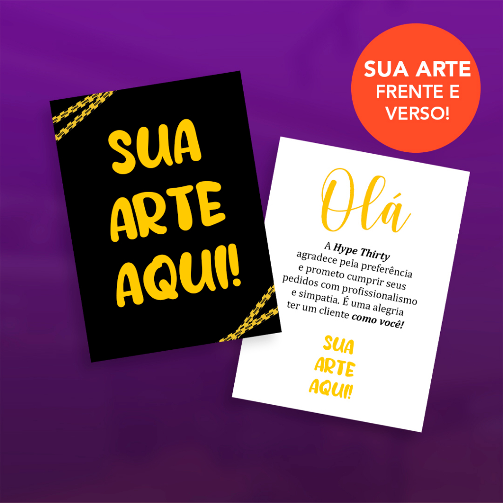 50un Cartão de agradecimento Personalizado para cliente 8cm x 11cm