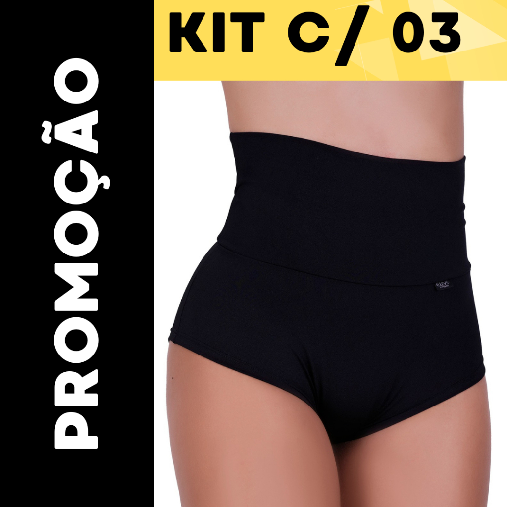 kit 3 Calcinha cós alto cinta cintura alta calçola Plus Size Feminina