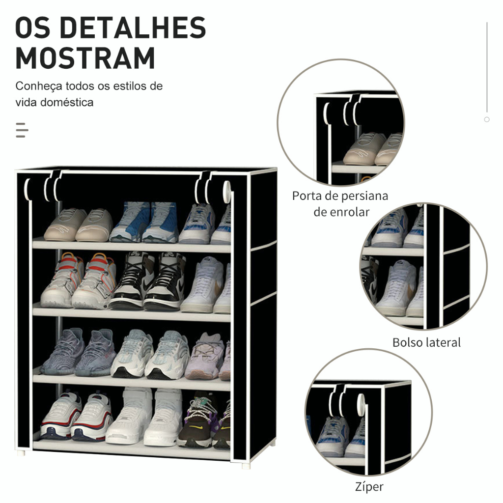 Sapateira Organizadora 5 Prateleiras 15 Sapatos Calçados e Objetos