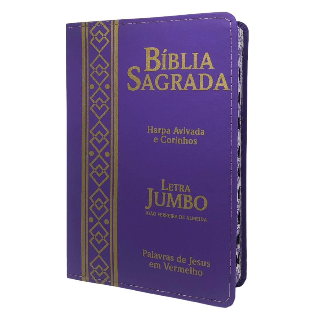 Bíblia Jumbo Letra Extra Gigante E Harpa Corrigida Roxa SB Shopee Brasil