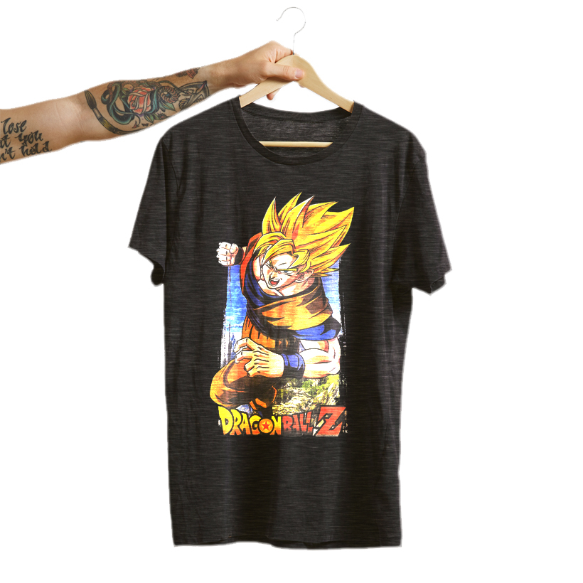 Camiseta T shirt Algodão PRETA Goku SSJ Dragon Ball Anime Shopee Brasil