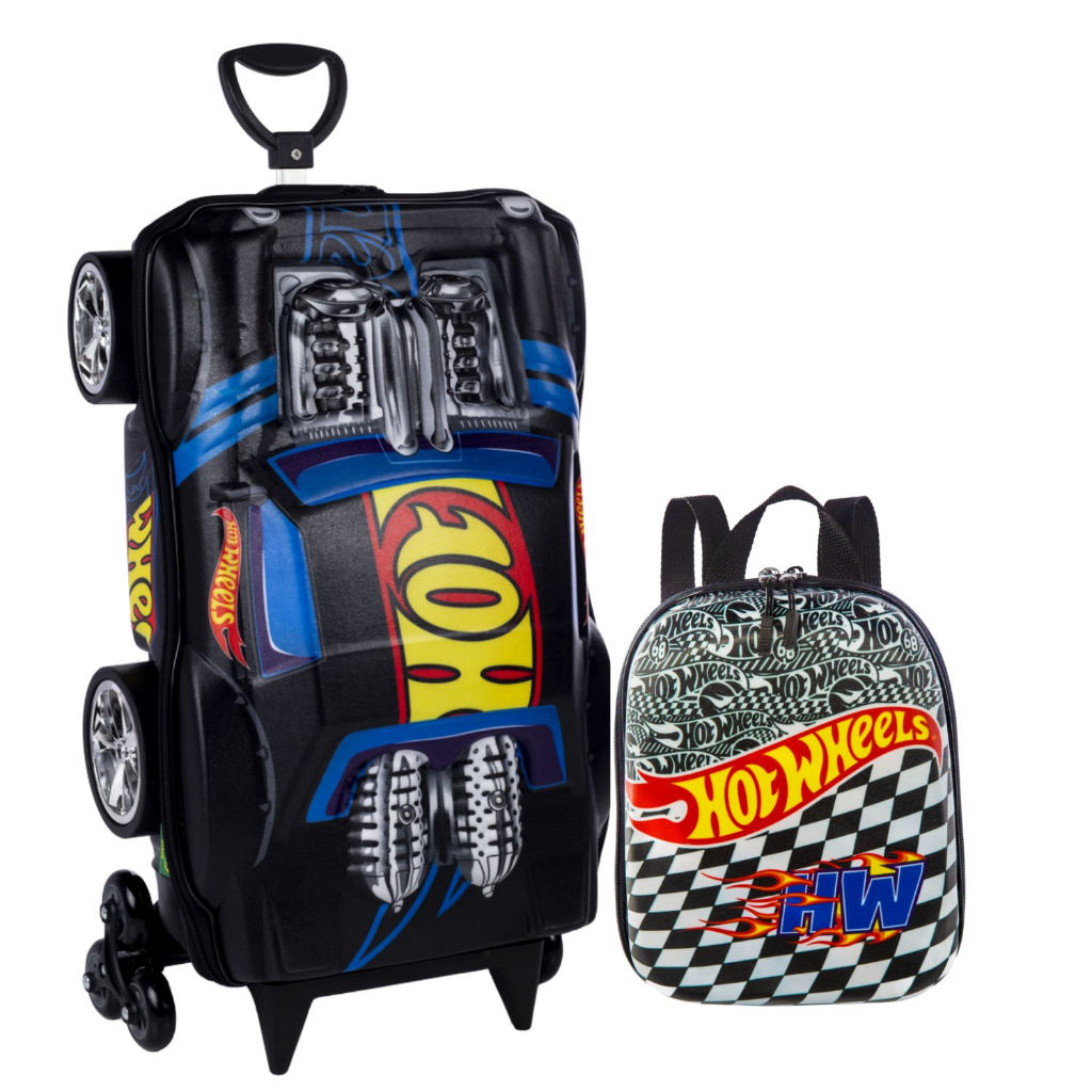 Kit Mochila Infantil D C Rodinhas E Lancheira Hot Wheels Night