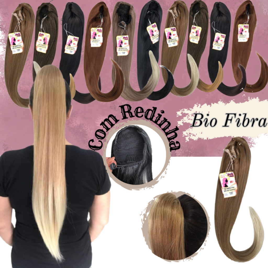 Rabo De Cavalo Liso Volumoso Presilha 75CM 200GR Bio Fibra