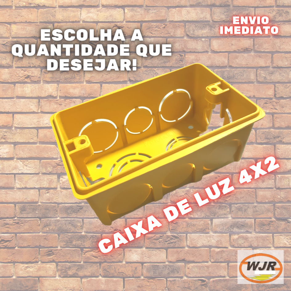 Kit Caixinha de Luz para Parede Amarela 4x2 Reforçada 10 20 30 40 ou 50