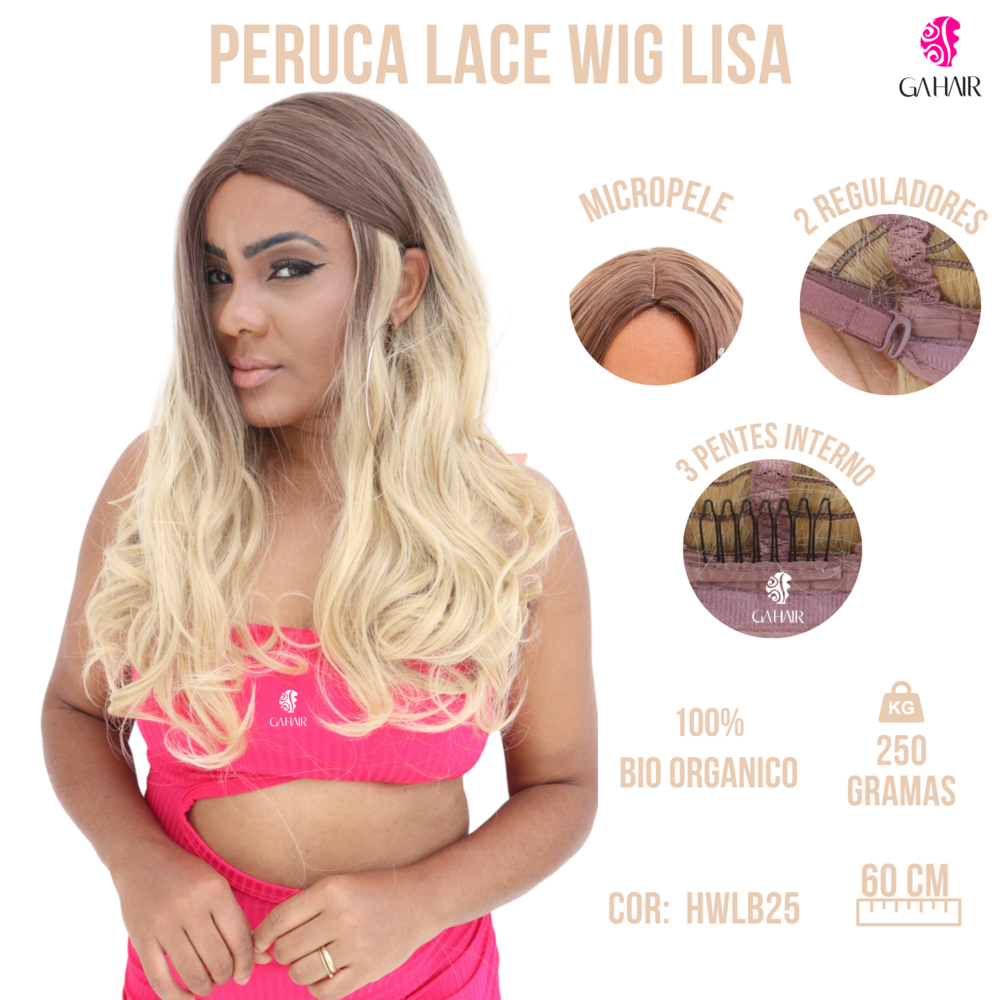 Peruca Lace Wig Fibra Bio Organica Premium Para O Dia A Dia Luxuosa