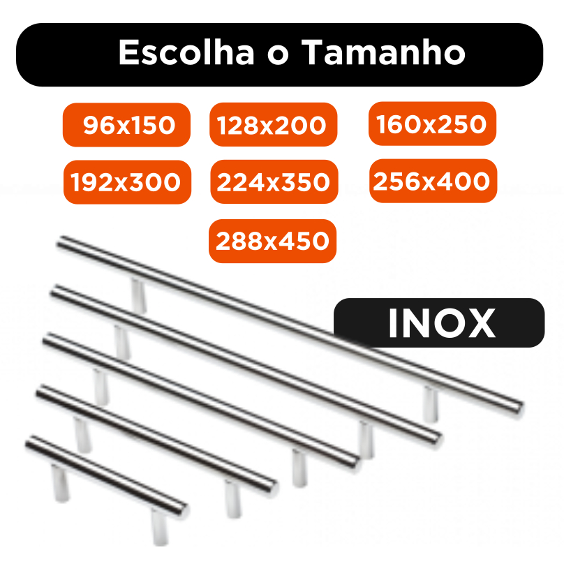 Puxador Haste Redondo Inox Cromado Ou Escovado Diversos Tamanhos