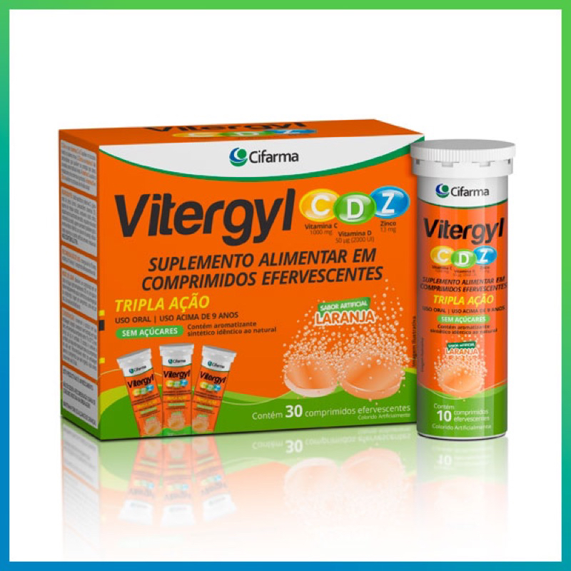 Vitergyl Cdz Efervescente Tripla A O Vitamina C D E Zinco Caixa