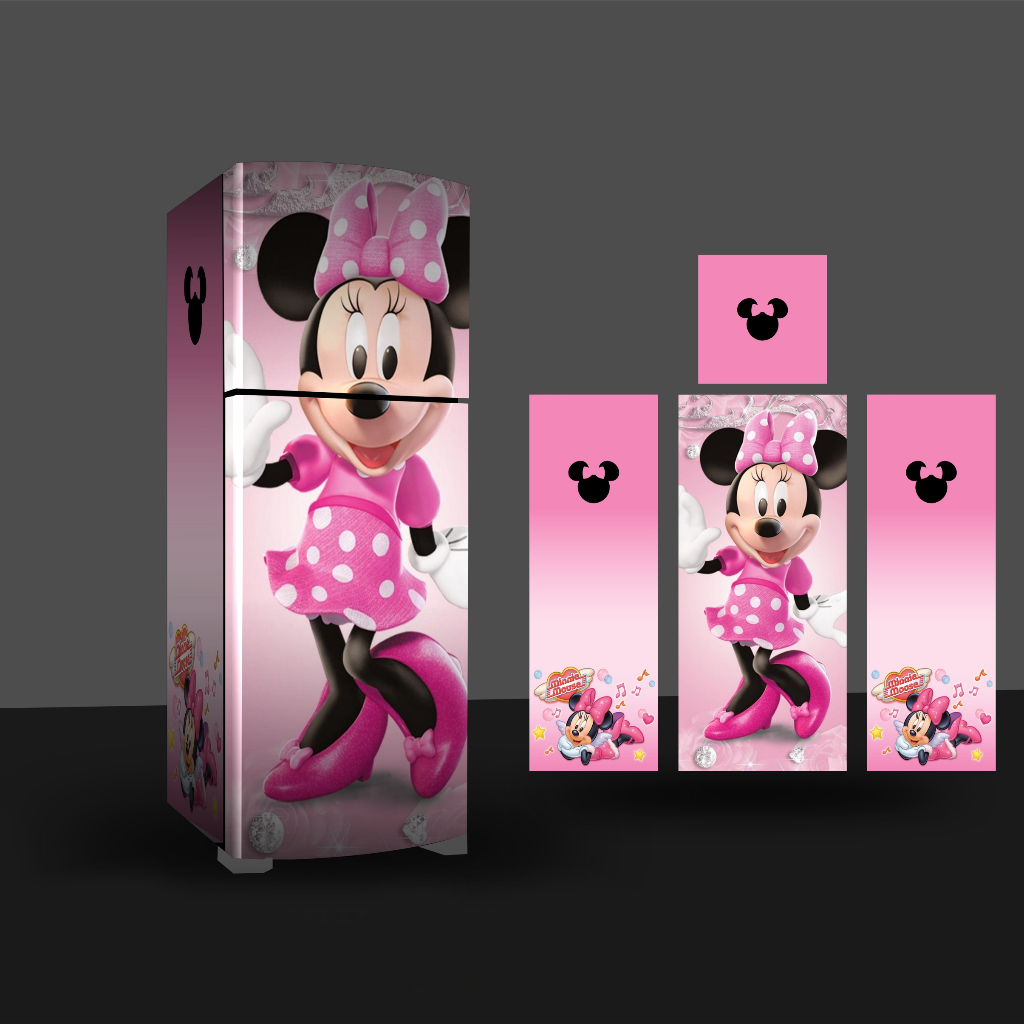 Adesivo Geladeira Completa Freezer Envelopamento Desenho Minnie U M