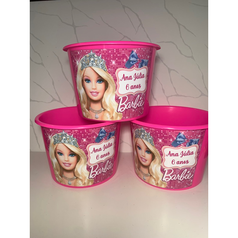 Lembrancinha Personalizada Balde De Pipoca Barbie Shopee Brasil