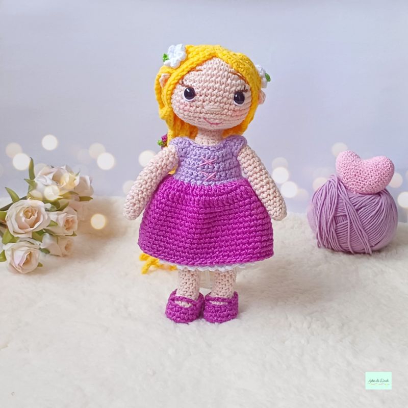 Boneca Princesa Rapunzel Amigurumi Princesas Disney Shopee Brasil