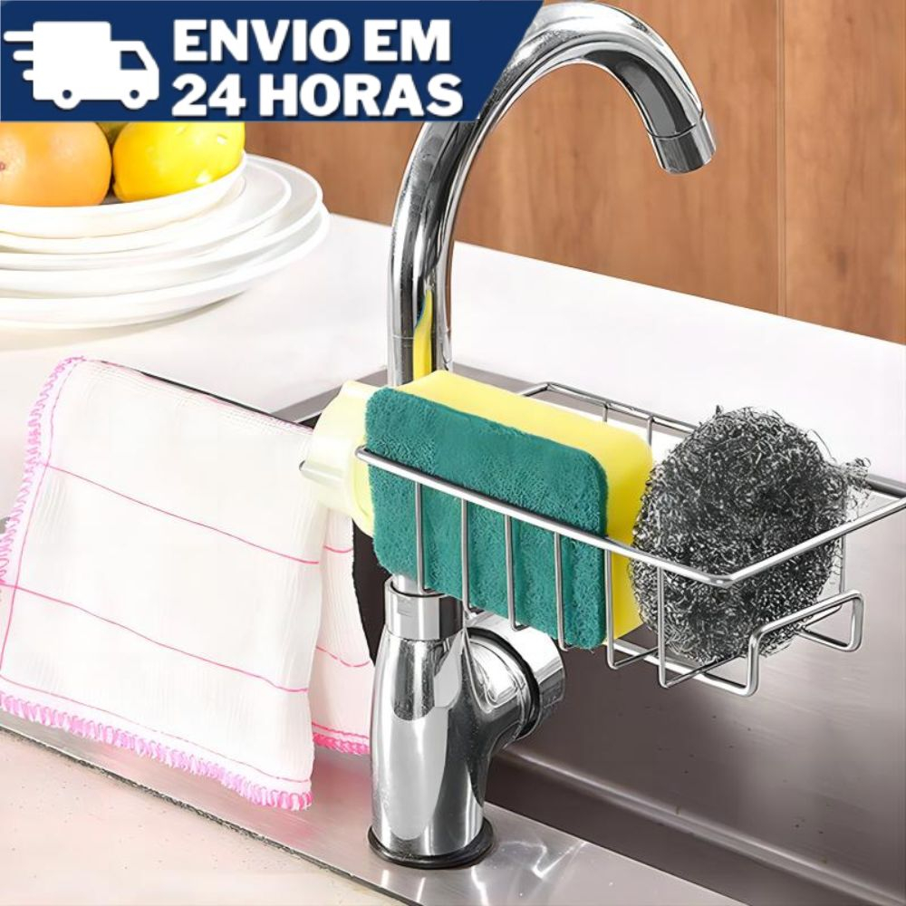 Suporte Inox Para Torneira Porta Detergente Sab O Esponja Para Pia