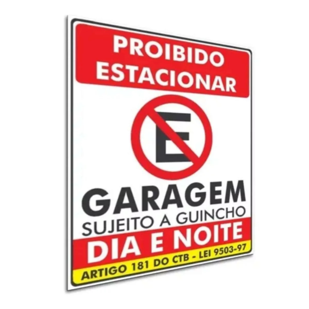 Placa Proibido Estacionar Garagem Conforme A Lei Tam 30x20 Shopee Brasil