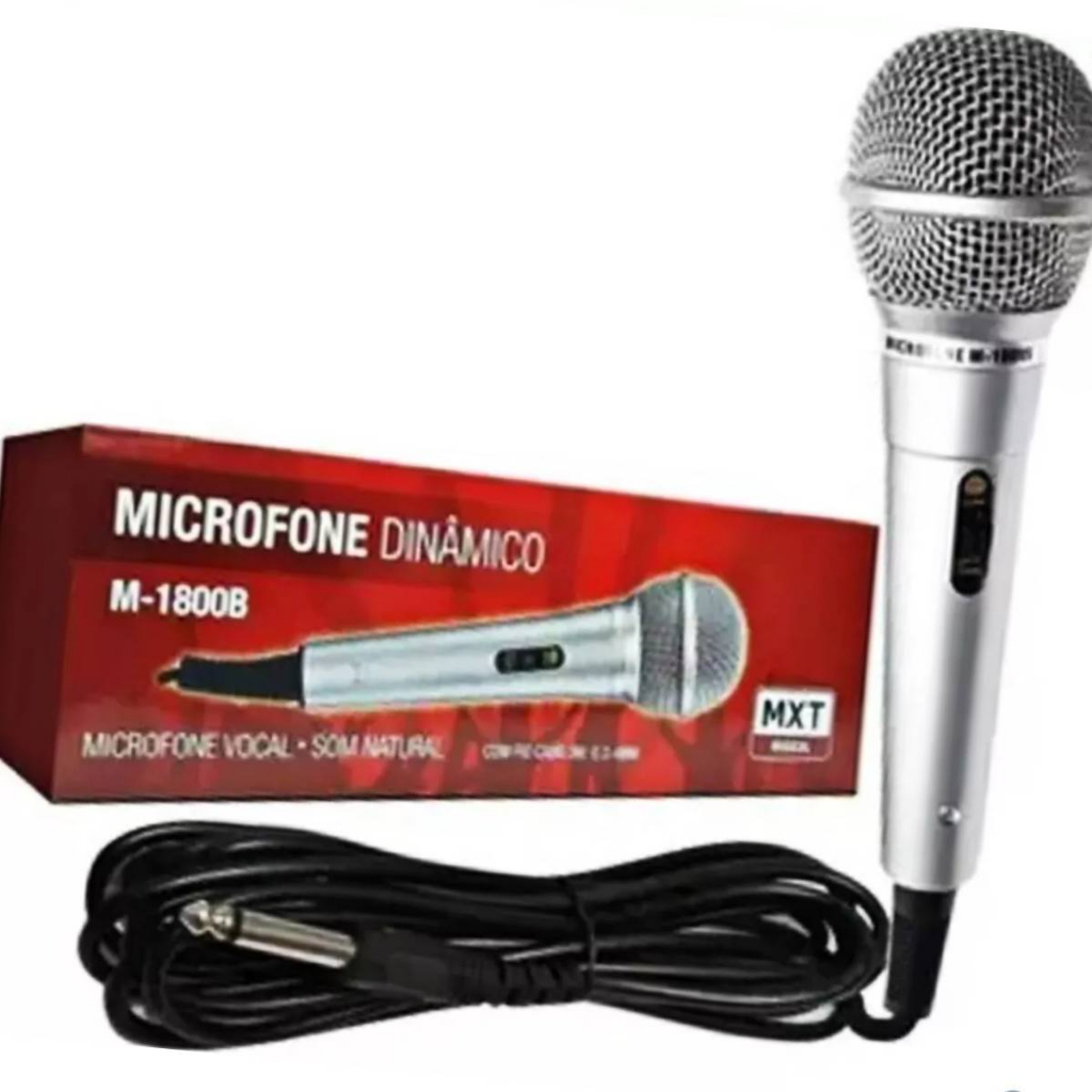 Microfone Vocal Din Mico Cabo Integrado Mxt Cabo Metros M