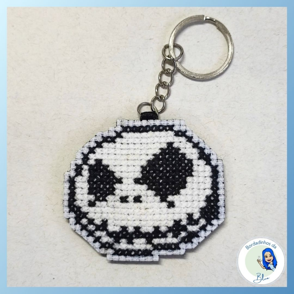 Chaveiro Ponto Cruz PIXEL ART Jack Skellington O Estranho Mundo De