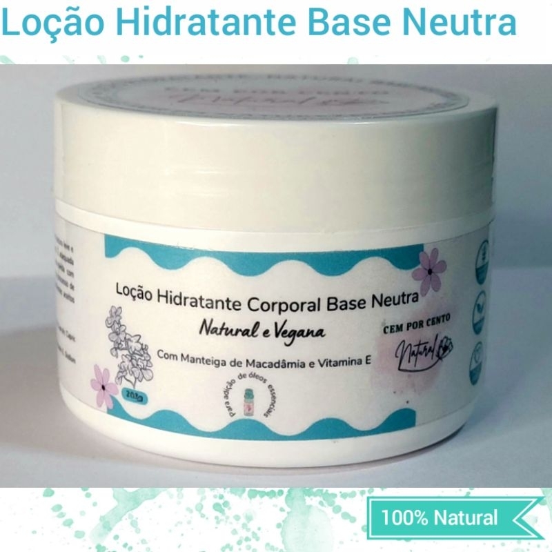 Loção Hidratante BASE Neutra 100 NATURAL para adição de Óleos