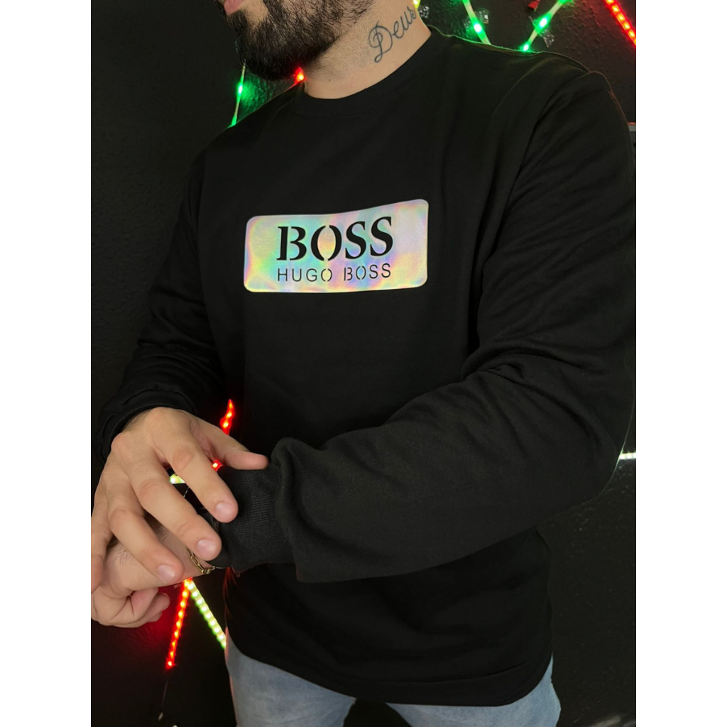 Casaco Moletom Peluciado Adulto Grife Hologr Fico Hugo Boss Shopee