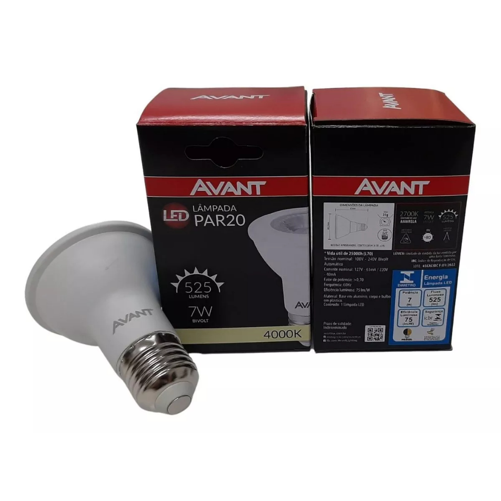 Kit 3 Lampadas De Led Par20 7w AVANT 2700k 4000k 6500k Luz Branca E